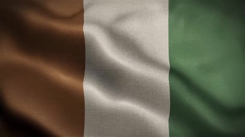 Ivory Coast National Flag Waving in Realistic Style