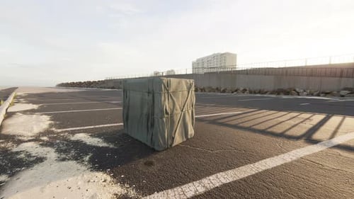 3D Wrapped Cube Object in Outdoor Setting