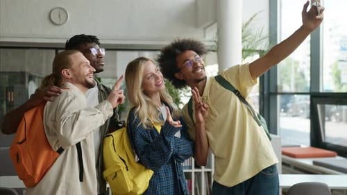 Group of Friends Taking a Selfie Together