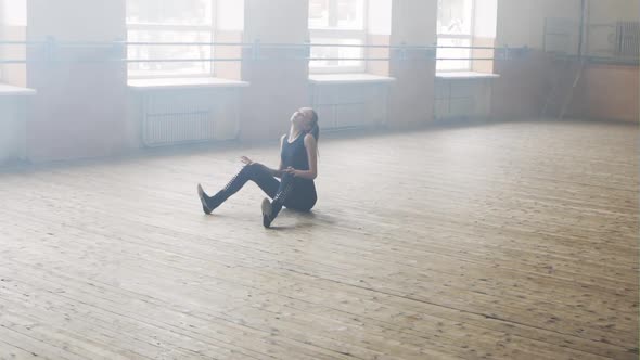 Graceful Ballerina Doing the Splits on the Floor, Sports Stock Footage ...