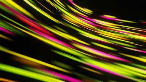 Lebendige, mehrfarbige Lichtspuren in Bewegung, die die Komplexität von Netzwerken und Glasfaser visualisieren