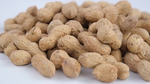 Pile of Peanuts in Shells on White