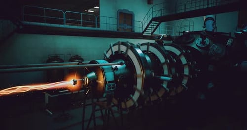 Futuristic Energy Generator with Glowing Plasma Beam