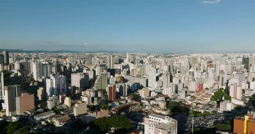 Aerial view of city skyline and buildings, Brazil.