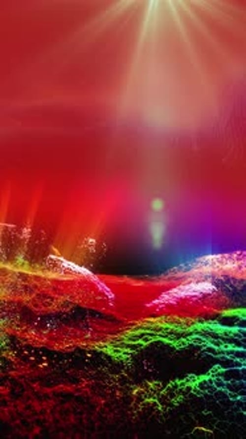 Vibrant Abstract Particle Flowing Landscape Background Animation