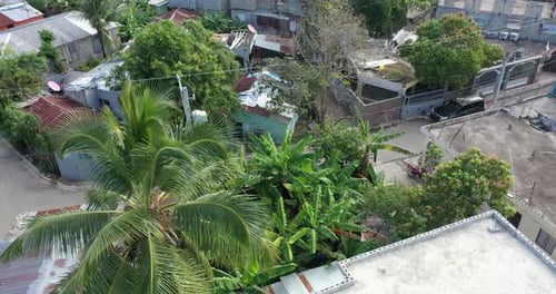 Aerial view of a suburban neighborhood showcasing a residential area filled with houses and lush