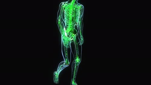 Abstract 4K animation of ostheoarthritis and knee pathologies
