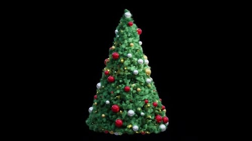 Rotating Christmas Tree with Ornaments and Lights