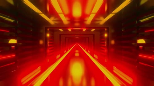 Abstract Geometric Red Glowing Tunnel Loop Background