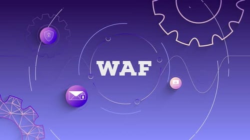 Infographie Waf Violet sur fond en boucle