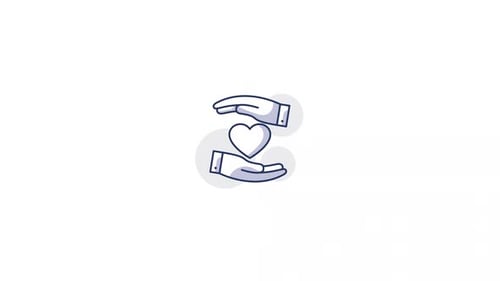 Minimalist Animated Hands Cradling Heart Icon