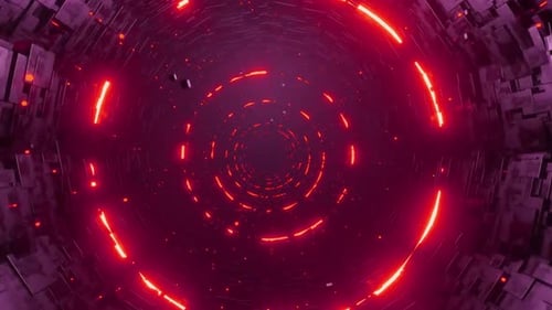 Red neon lights tunnel effect