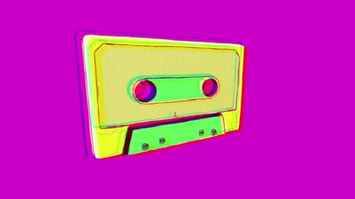 Retro Glitch Cassette Tape Spinning Animation