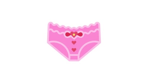 Animated Flat Design Pink Underwear with Hearts