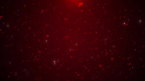Sparkling Red Hearts Floating Love Background