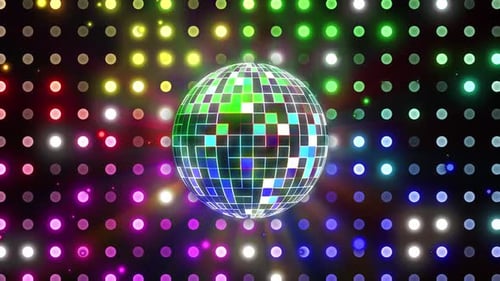Colorful Disco Ball and Flashing LED Lights Background Loop