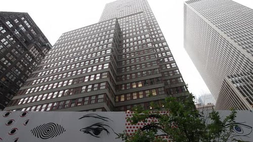 Cityscape on a grey day in urban Manhattan area, New York City