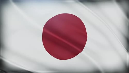 Realistic Japan National Flag Waving Loop