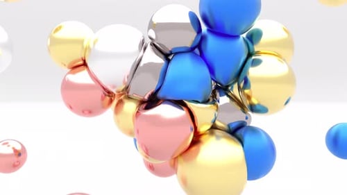 Fluid Metallic Spheres Abstract Formation Animation