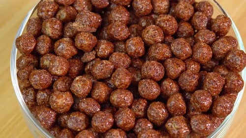 Bowl of Round Chocolate Cereal