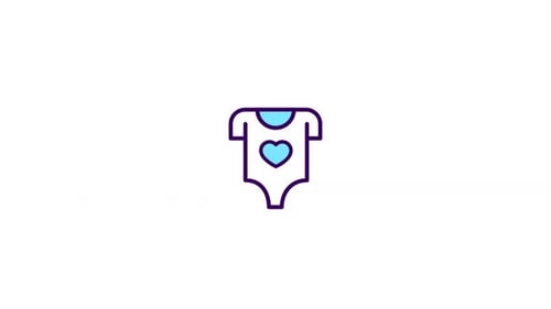 Flat Design Baby Onesie Icon Reveal Animation