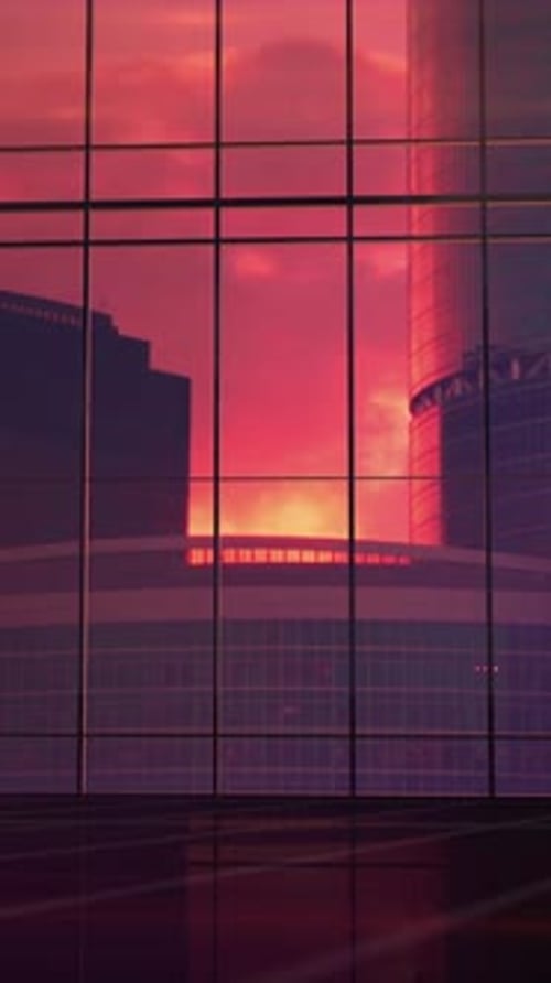 Corporate Financial Data Presentation on Modern Office Window