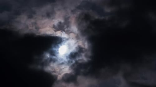 Storm Clouds Obscuring the Moon in Night Sky