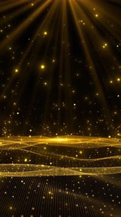 Golden glitter particles shimmering in light, creating luxurious festive background Shiny particles