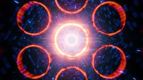 Stunning abstract futuristic tunnel with glowing neon lights