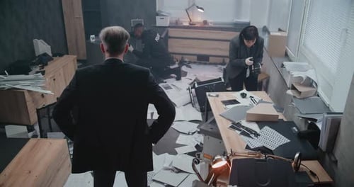 Office Robbery Case High Angle of Crime Investigation Team Working