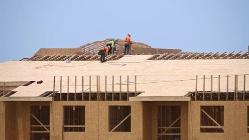 New House Roof Roofing Construction Roofer on New Roof Under Construction Building Roofing Tiles