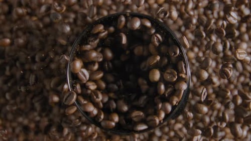 Grinding Fresh Coffee Beans Close Up