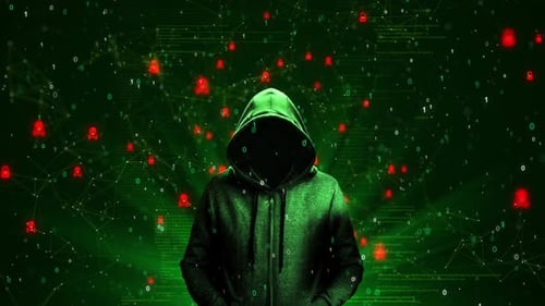 Conceito de segurança cibernética do Digital Hacker Hoodie Fraud Scam Background Hacker Monitor