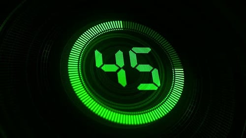 Green Digital Countdown Timer with Futuristic Ring Display
