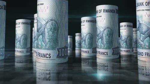 Rwanda francs money banknotes rolls seamless loop