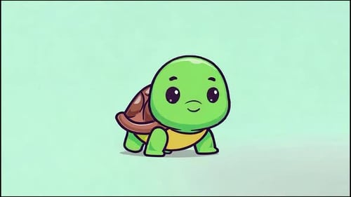 Cute Green Tortoise Walking - Turtle - Animals - Kids Cartoon Animations