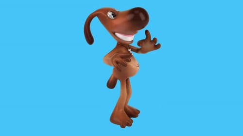 Fun 3D cartoon dog dancing (with alpha channel included)