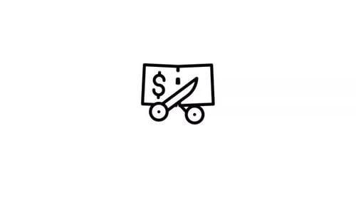 Scissors Cutting Dollar Sign Animated Icon