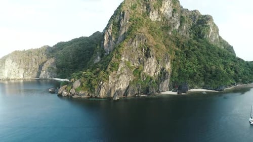 Aerial Drone Shot of High Mountain Covered with Tropical Forest Tropical Landscape Travel Concept