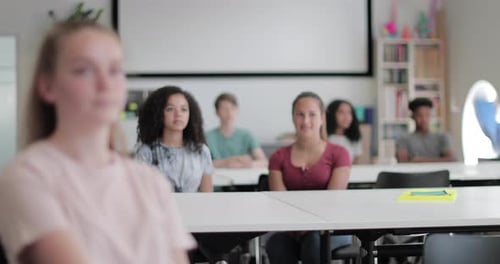 High school students listening in class