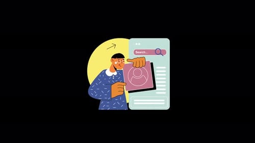 Flat Design Animation of Man Searching Profile