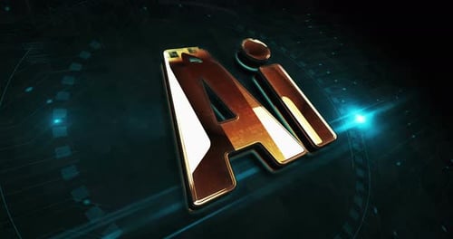 Artificial intelligence AI symbol 3d digital concept loop