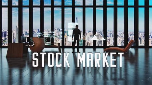 Successful Businessman And Stock Market Text