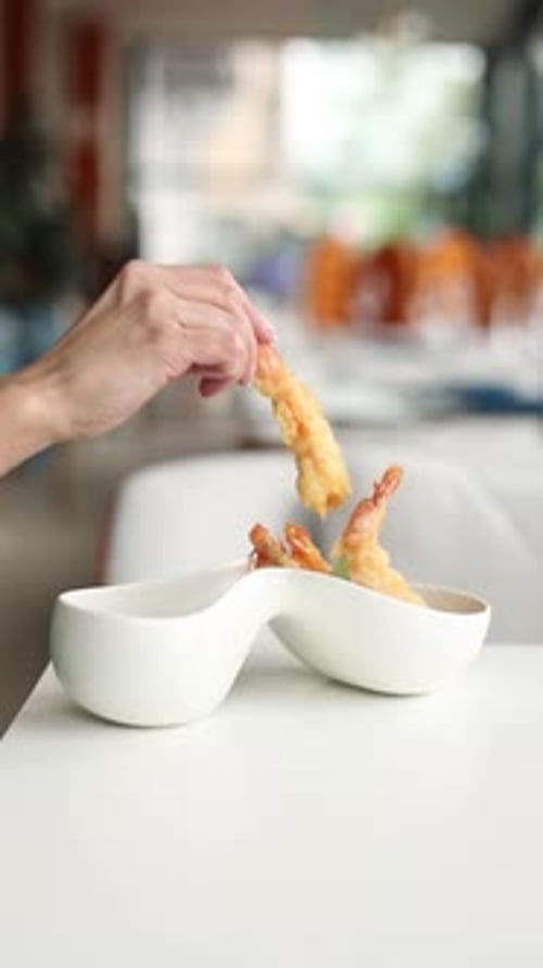 Fried shrimp in a restaurant. Close-up