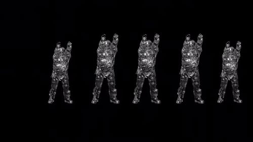 Five Dancing Astronauts with Alpha Channel