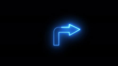 Neon Blue Glowing Directional Arrow Turn Animation