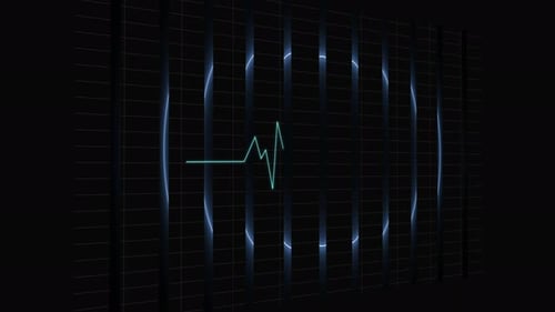 Digital heart pulsating animated on black background on geometric line. mz 106