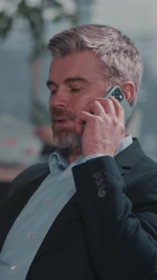 Business Call Scene Office Leader Participates in Significant Telecommunication with Colleagues