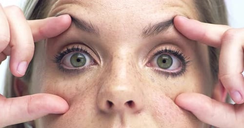 Woman Eyes Wide Open Close Up
