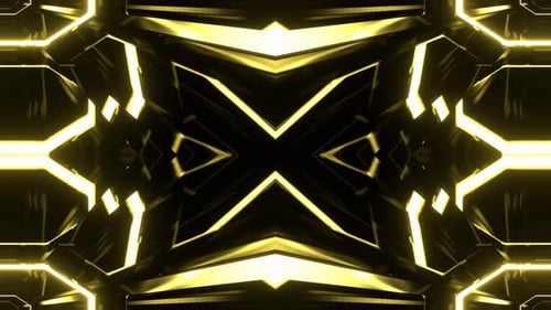Yellow Linear Neon Symmetrical Kaleidoscopic Pattern Background Vj Loop In 4K